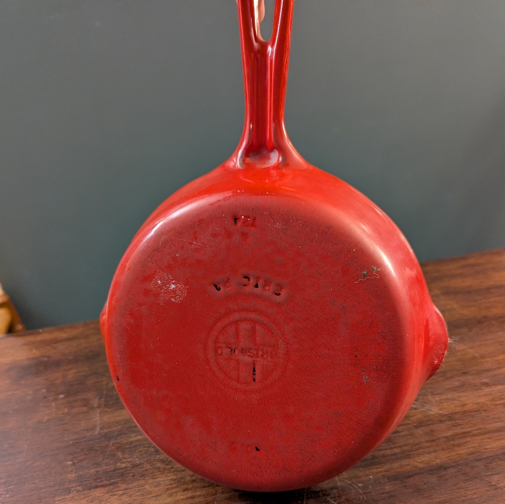 Griswold Vintage Red Enamel Cast Iron Skillet Number 5